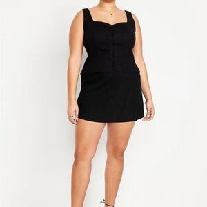Old Navy Black Linen Corset and Mini Skort Set